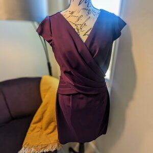 Alex Evenings Short Sheath Compression Dress with Surplice Neckline